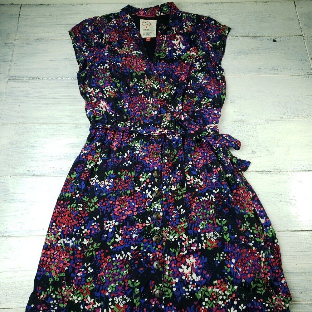 Anthropologie 32 Of 52 Conversations Floral Midi Dress Size 8 Petite